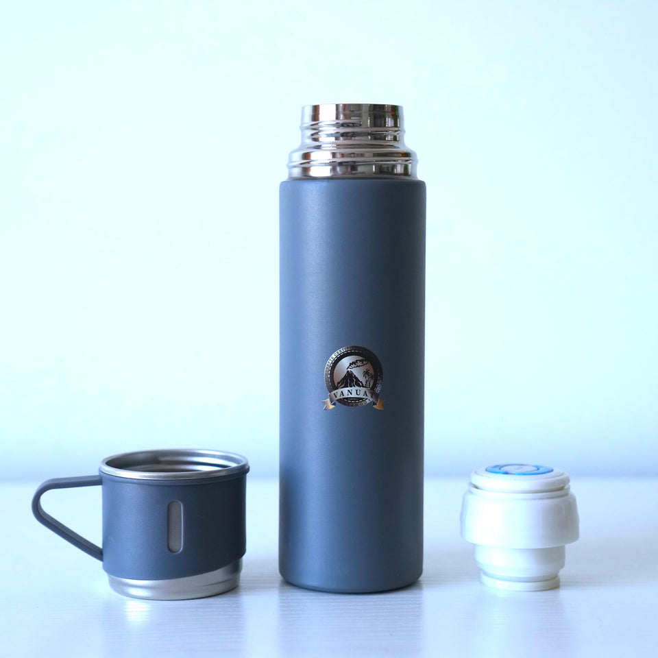 FLASK VANUAT Sports Stainless Steel Wide Mouth Water Bottle Double-Wall Vacuum Insulation Keeps Liquids Hot or Cold with Insulated Thermos Tumbler Mug Cup Sweat Design COLLECTIONS