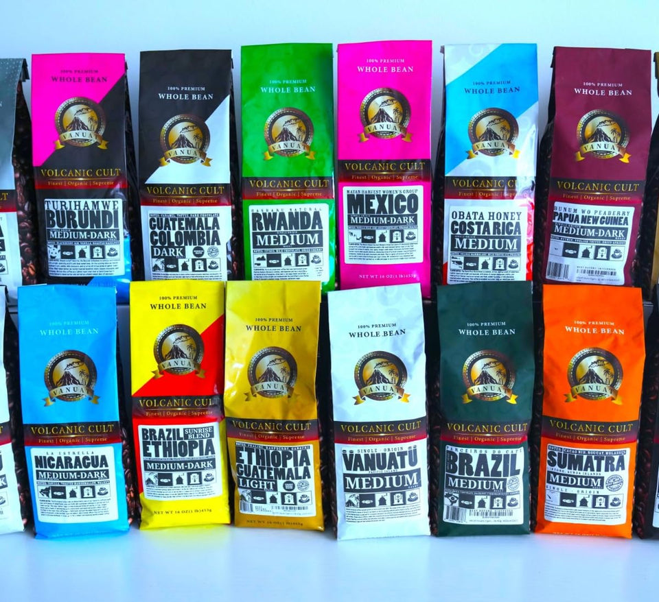 DARK ROAST VANUAT Volcanic Cult Organic Supreme Finest Artisan COFFEE Whole Bean Beans for Drip Coffee Cold Brew Espresso French Press Turkish Brew etc (Brazil, 16oz | Dark Roast)