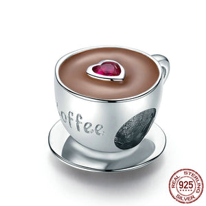 S925 coffee cup beaded