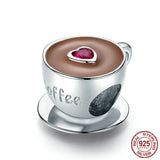 S925 coffee cup beaded