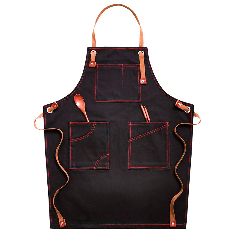 Denim Apron Female Fashion Barista Work Clothes Waist