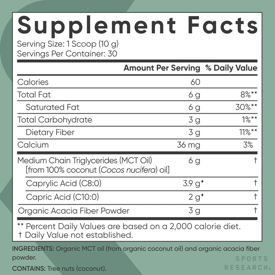 ® Unflavored Organic MCT Oil Powder Keto & Vegan Mcts C8 C10 Non-Gmo & Gluten Free (30 Servings) - 10.6Oz