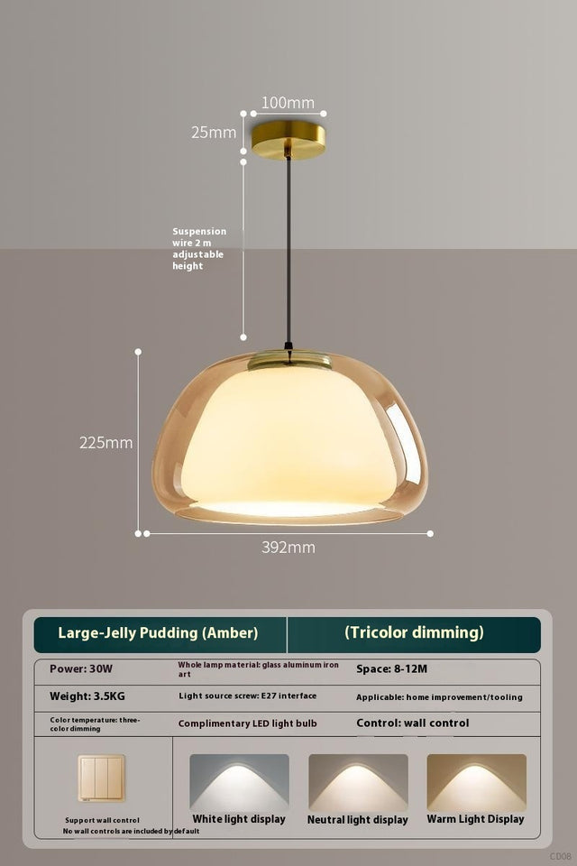 Entrance Restaurant Bar Creative Bedroom Cream Style Single-head Double-layer Glass Chandelier
