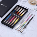 304 Stainless Steel Chopsticks Household Alloy Restaurant Color Laser Square-headed