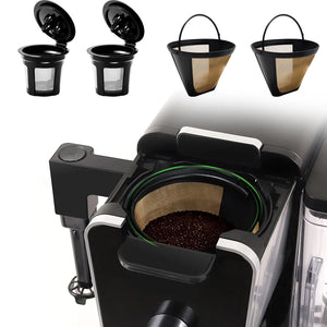 Reusable Coffee Filter for Ninja Dual Brew Coffee Maker, 2 Pack K Cup Reusable Coffee Pods and 2 Pack Coffee Maker Coffee Filters #4 Compatible for Ninja Dual Brew Coffee Maker Ninja - 4 Pack