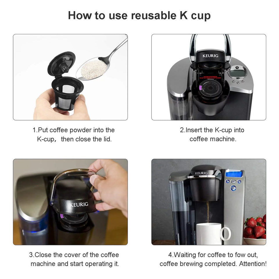 Reusable K Cups for Keurig 2.0&1.0, 4 Packs Universal Refillable K Cups Coffee Filter, BPA-FREE K Cup Reusable Fits Most Keurig K-Cup Brewers