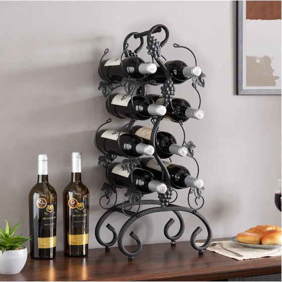8-Bottle Freestanding Metal Wine Rack, Portable,4-Tier For Desktop,Restaurant,Wine Cellar