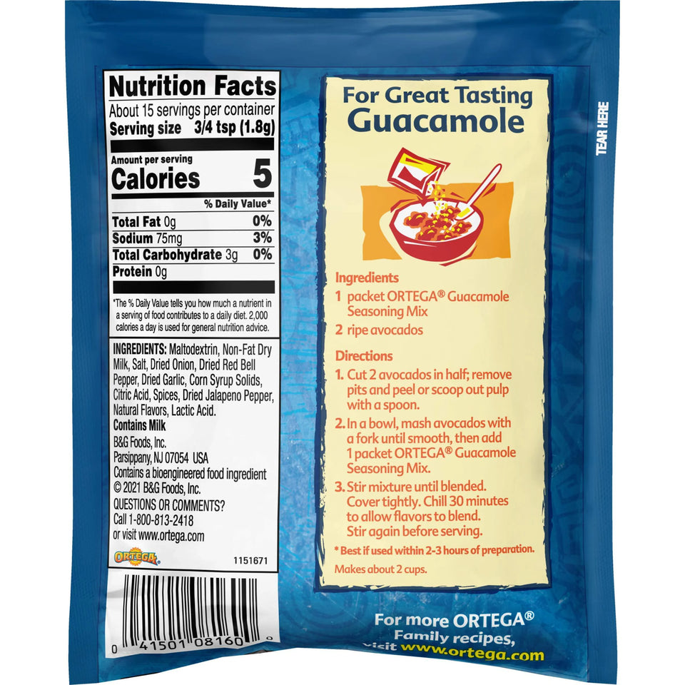 Guacamole Seasoning Mix, Kosher, 1 Oz Packet