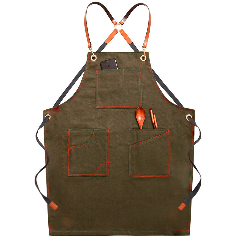 Denim Apron Female Fashion Barista Work Clothes Waist
