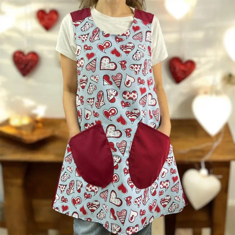 Coffee Baking Handmade Floral Cross Printed Home Apron