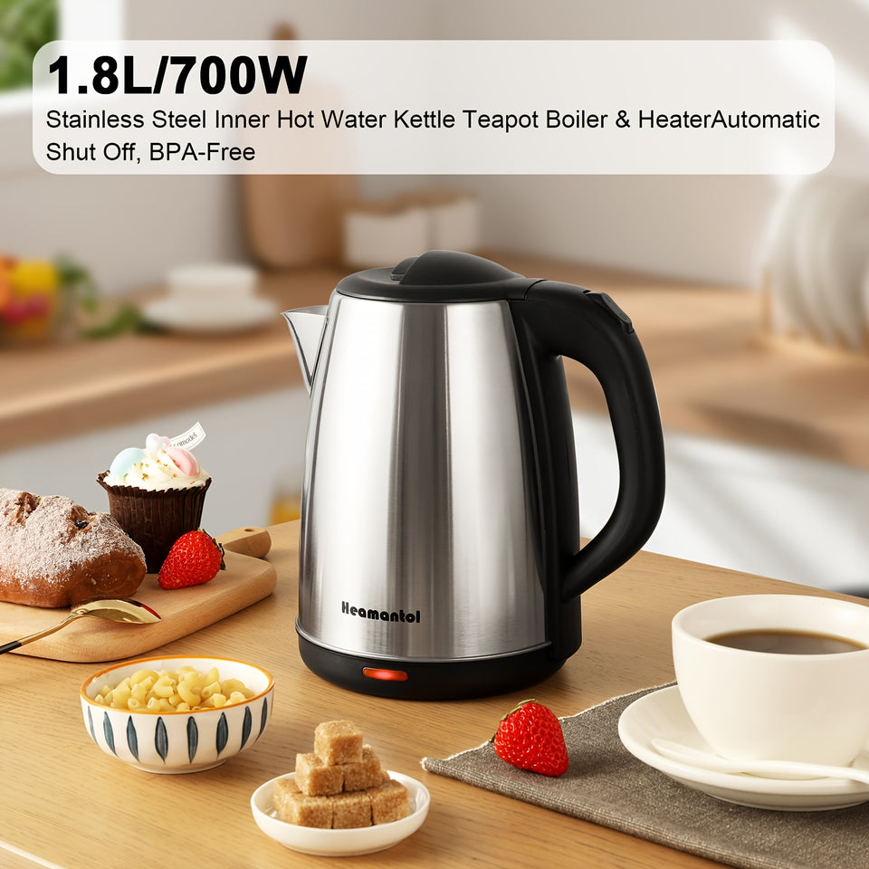 Electric Kettle, 1.8L Hot Water Boiler, Hot Water Kettle With Auto Shut-Off&Boil-Dry Protection, Stainless Steel Interior Electric Tea Kettle Pot, Teapot Boiler For Fast Boiling Coffee, Tea Maker, Drinks, Instant Water Heater