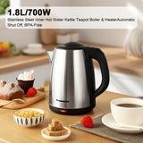 Electric Kettle, 1.8L Hot Water Boiler, Hot Water Kettle With Auto Shut-Off&Boil-Dry Protection, Stainless Steel Interior Electric Tea Kettle Pot, Teapot Boiler For Fast Boiling Coffee, Tea Maker, Drinks, Instant Water Heater