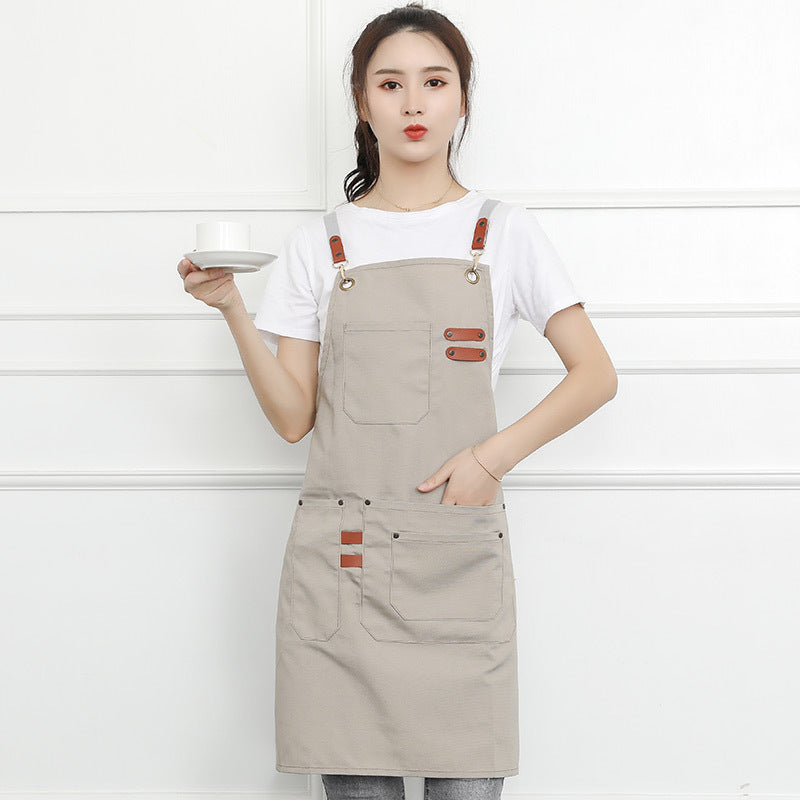 Adjustable Buckle Canvas Apron Supermarket Cafe Fast Food Restaurant Work Clothes