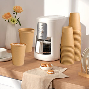 Disposable Paper Cups, to Go Hot Cups, 12 Oz, Kraft,100 Count