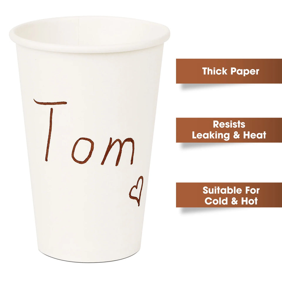 Paper Cups Disposable Hot Cups, 12 Oz 100 Count, White