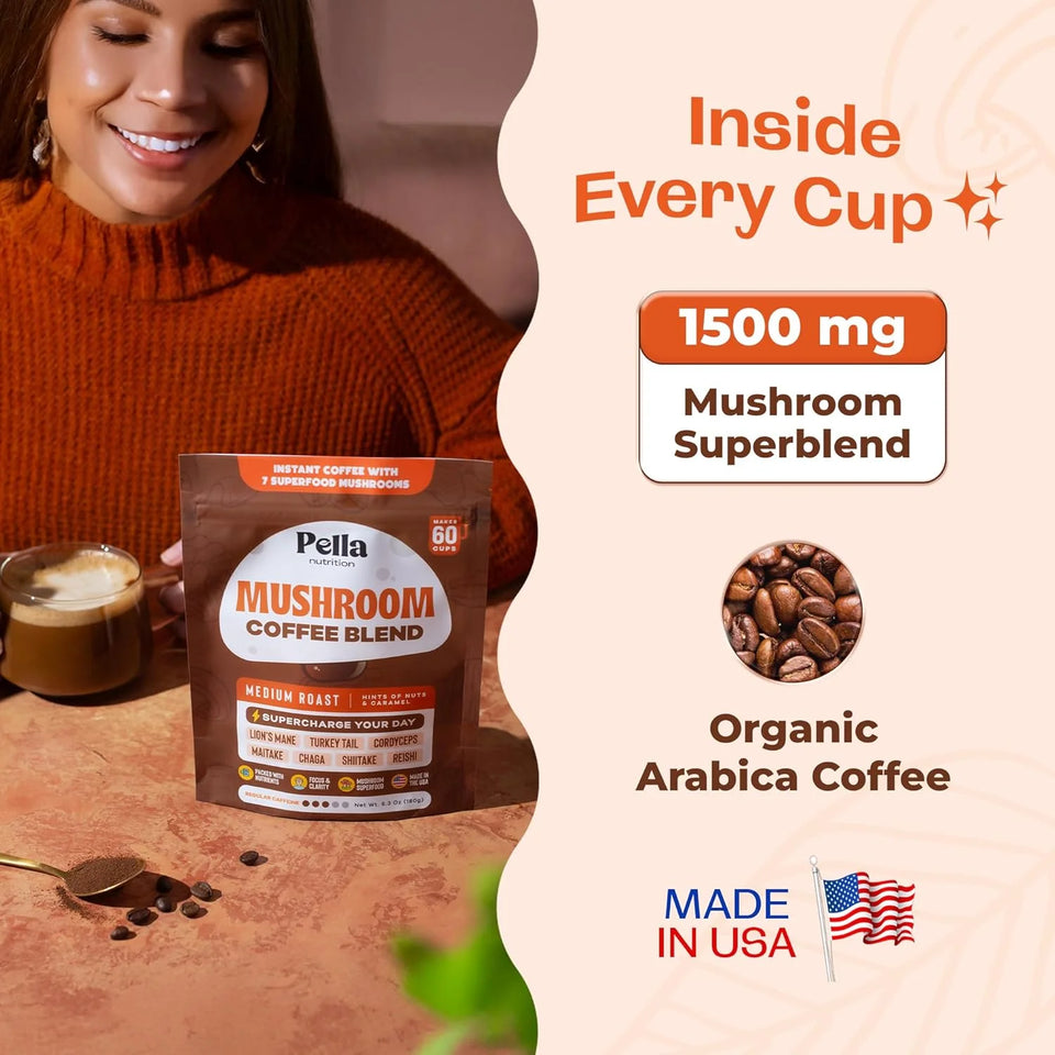 Mushroom Coffee with Lion'S Mane, Shiitake and More, Original Blend, 6.3 Oz (180 G)