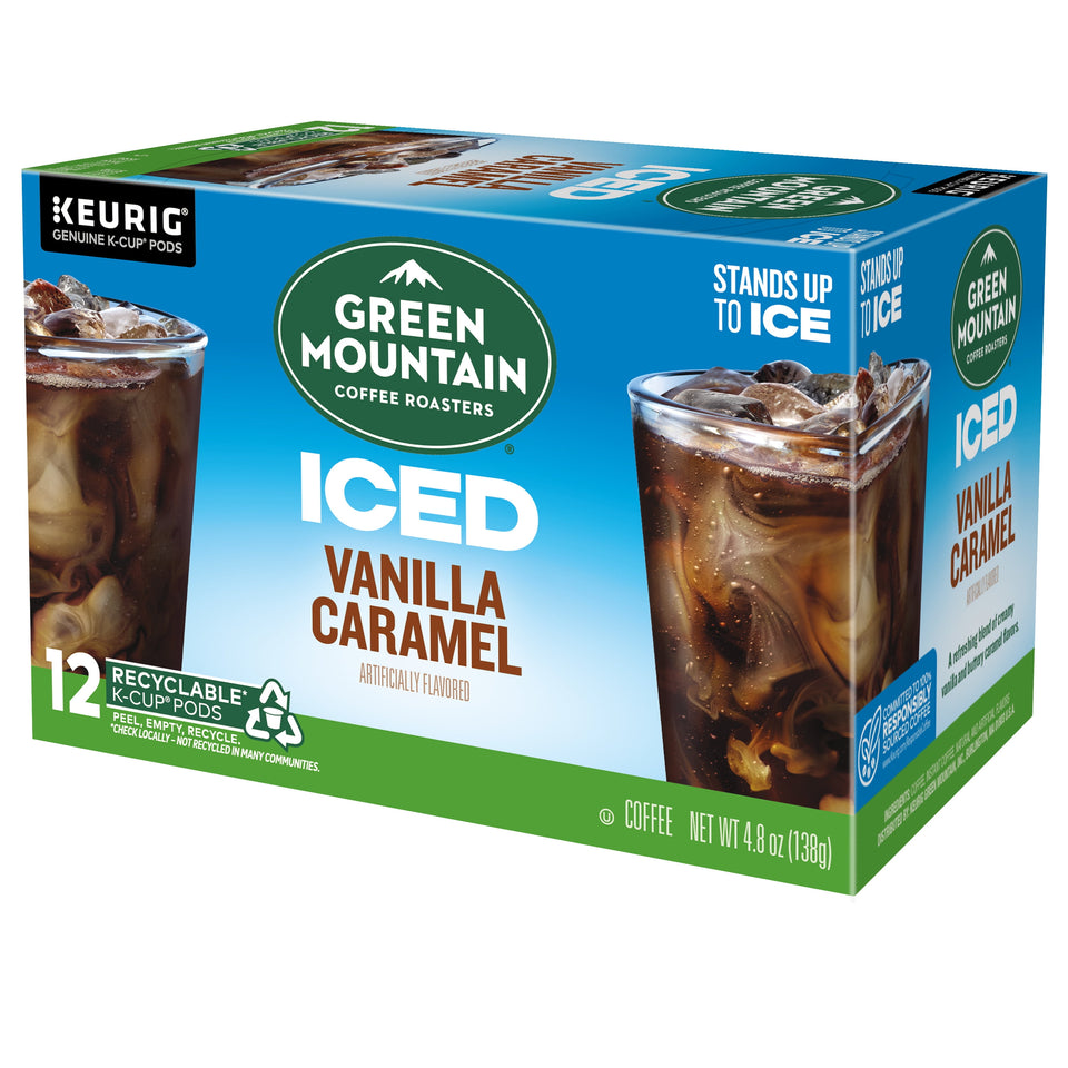 , ICED Vanilla Caramel Flavored Iced K-Cup Coffee Pods, 12 Count