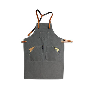 Cowhide Strap Denim Apron Coffee Shop Barber