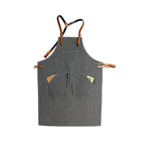 Cowhide Strap Denim Apron Coffee Shop Barber