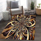 1pc Black Golden Large Flower High-end Rug Large Flower Pattern Retro Texture Premium Home Style Floor Mat Non-slip Kitchen Mat, Hotel Coffee Shop Bar Living Room Bedroom Decorative Rug, Waterproof Comfortable Mat