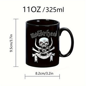 1pc British Motohead Classic MOTORHEAD Ceramic Coffee Cup, Creative And Novel Mug Gift, Holiday Gift, Summer Cold Drink Cup, Birthday Gift For Family, Friends, Colleagues And Classmates Black 11oz, Cup For Restaurant