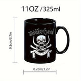 1pc British Motohead Classic MOTORHEAD Ceramic Coffee Cup, Creative And Novel Mug Gift, Holiday Gift, Summer Cold Drink Cup, Birthday Gift For Family, Friends, Colleagues And Classmates Black 11oz, Cup For Restaurant