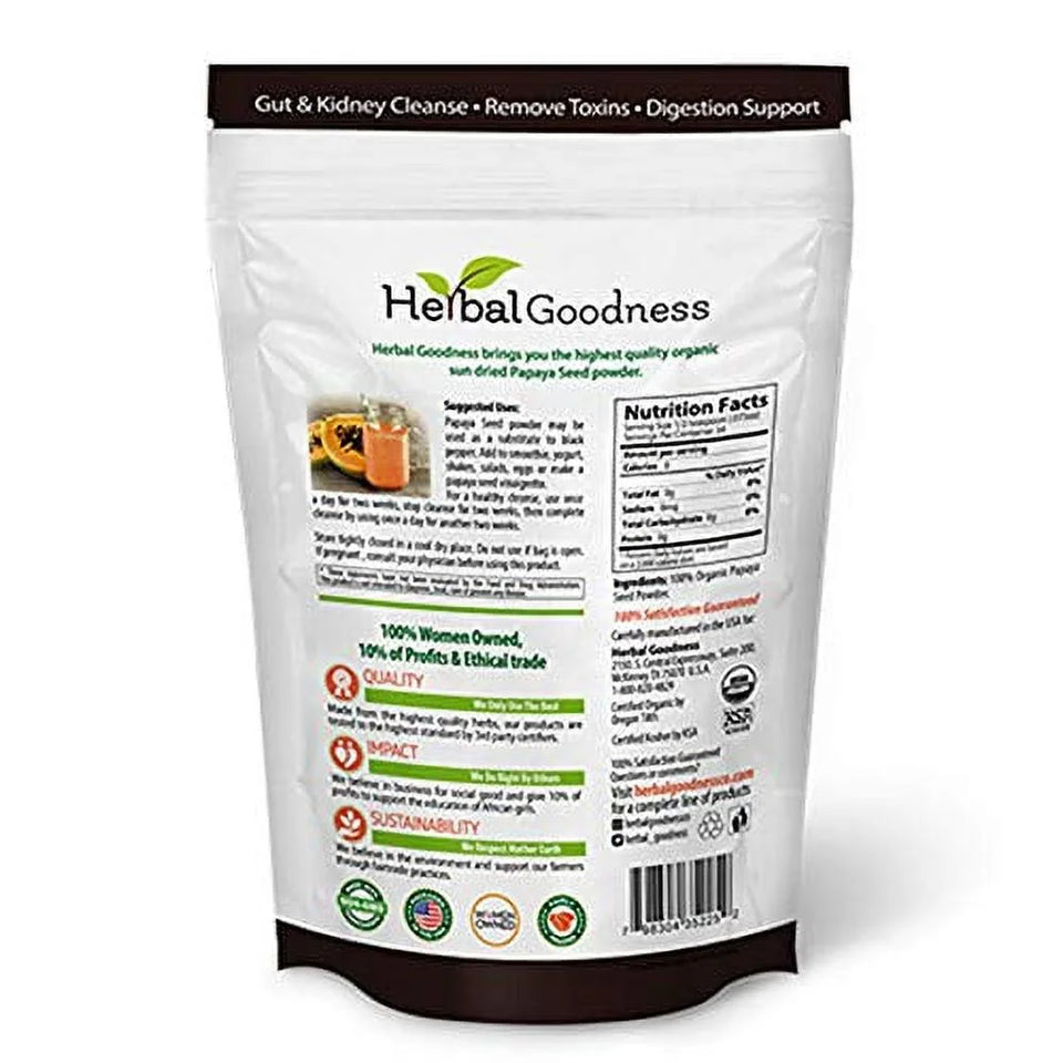 Papaya Seed Powder - Digestive Enzyme Support, Gut Health, Kidney Detoxification, 4 oz, Herbal Supplement
