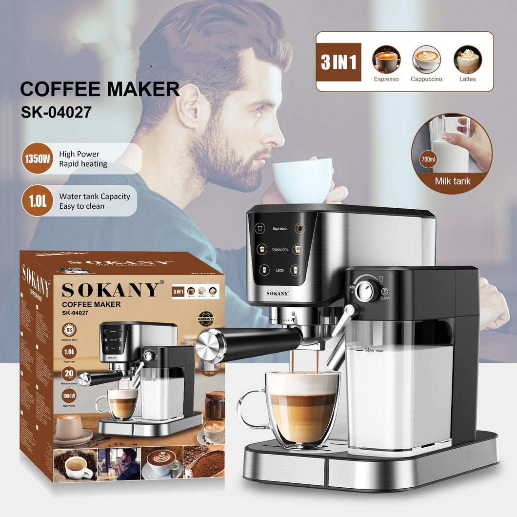 Touch Screen Steam Foam Semi-automatic Concentrated Italian Coffee Machine