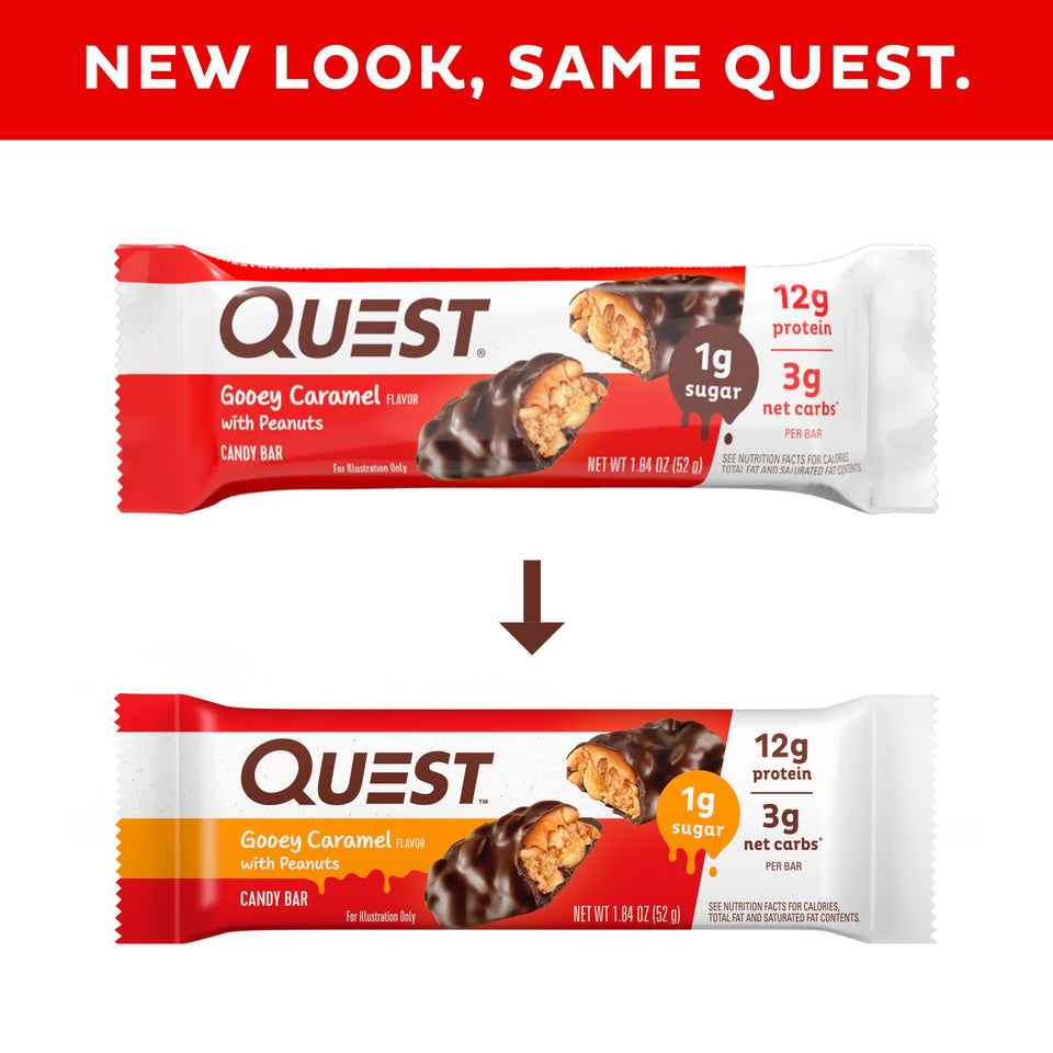 Quest Protein Candy Bar Snacks, Gooey Caramel and Peanuts Flavor, 12 Count