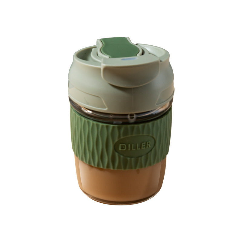 Double Drinking Straw Glass Student Simple And Handy Coffee Cup Home Portable