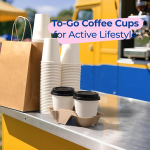 100 Pack 10 Oz Disposable Coffee Cups with Lids, Premium Paper to Go Cups for Hot/Cold Beverages, Leak Proof Travel Cups for Cold/Hot Beverage, Office (Black Lids)