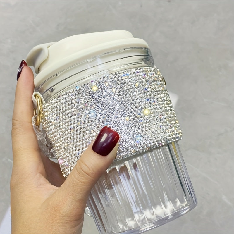 1pc Luxury Diamond-Encrusted Portable Water Bottle - Large Capacity, Perfect for Coffee & Beverages, Ideal for Kitchen & Dining