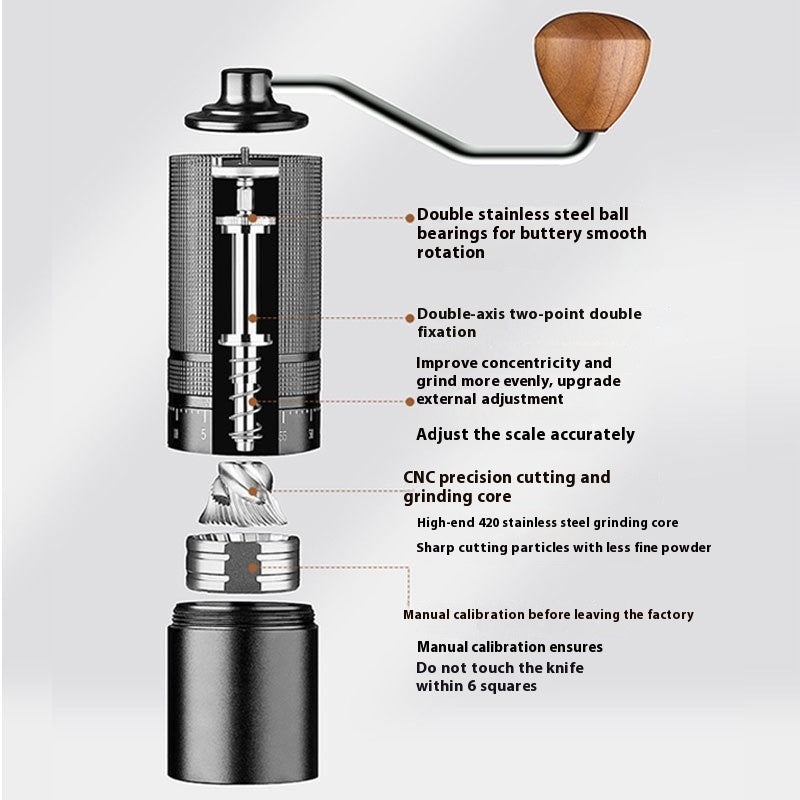 External Adjustment Manual Grinding Machine Steel Core Seven-star Household Coffee Grinder Outdoor Portable