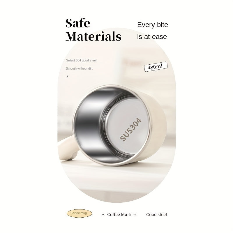 480ml Double-Wall Insulated Stainless Steel Coffee Mugs - Durable, Stylish, and Spill-Proof Travel Cups with Lids for Couples and Office Use - Ideal for Hot and Cold Beverages, Easy to Clean, and BPA-Free