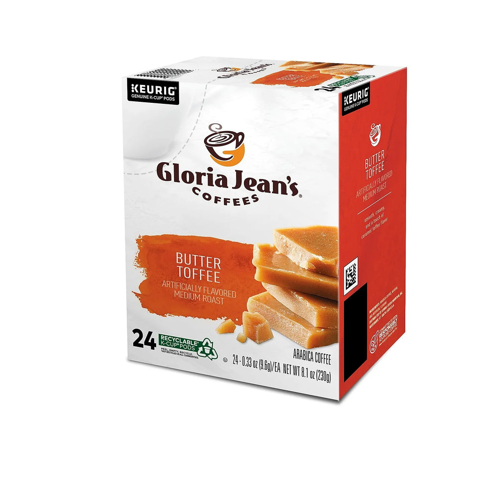 Gloria Jean'S Coffees Butter Toffee Coffee Keurig K-Cup Pods Medium Roast 24/Box 60051-012