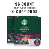 Starbucks K-Cup Coffee Pods—Dark Roast Coffee—Sumatra for Keurig Brewers—100% Ar