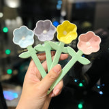 Girls Good-looking Tulip Ceramic SUNFLOWER Spoon Household Flower Coffee Dessert Ice-cream Spoon