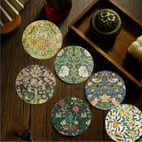 6pcs Botanical Wooden Coaster Set - Heat-Resistant & Decorative, Perfect for Home & Coffee Shops, Ideal for Halloween, Christmas, Mother's Day & Graduation Gifts