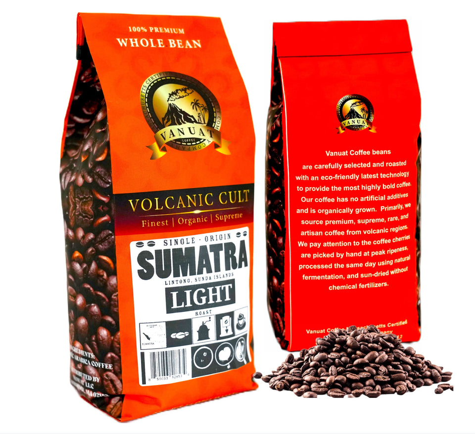 LIGHT ROAST WHOLE BEAN COFFEE SPECIALTY Volcanic Cult Vanuat Organic Supreme Finest Artisan beans. Sourcing premium artisan green specialty beans (Brazil, 16oz | LightROAST)