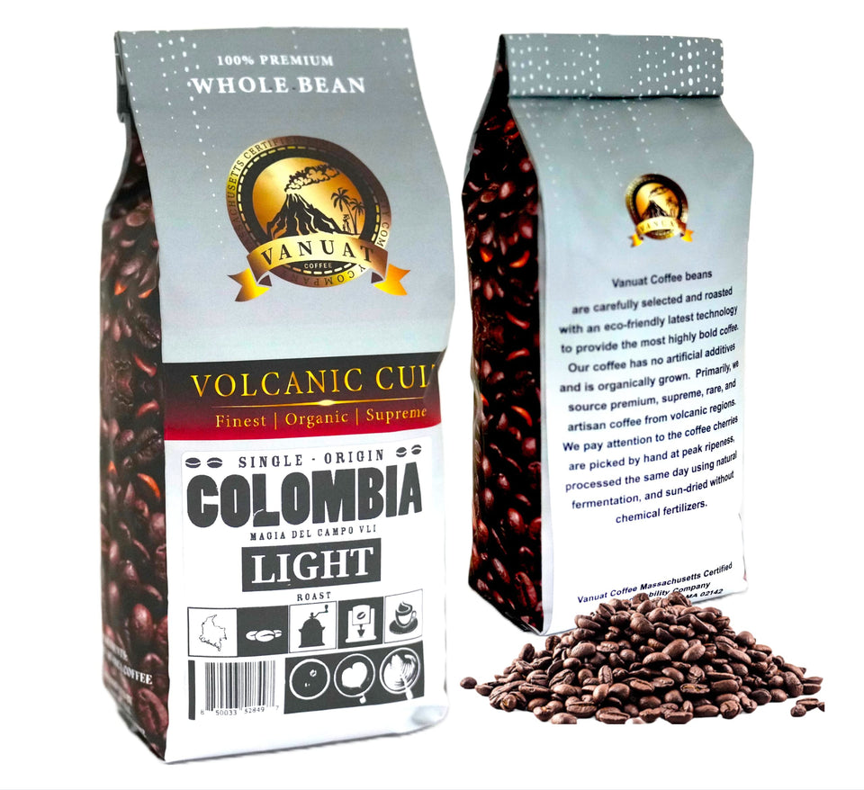 LIGHT ROAST Whole Bean Coffee Specialty Volcanic Organic Supreme Finest Artisan Beans for Drip Coffee Cold Brew Espresso French Press Turkish Brew from Vanuatu Sumatra Ethiopia Ethiopian Brazil Brazilian Kenya Kenyan Papua New Guinea Colomb