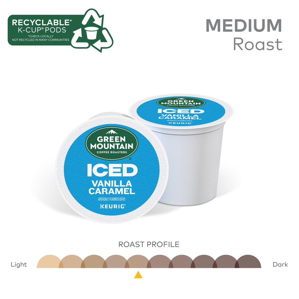 , ICED Vanilla Caramel Flavored Iced K-Cup Coffee Pods, 12 Count
