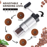 Vanuat Manual Coffee Grinder Stainless Steel Ceramic Burr Bean Crank Portable Grinder for Café Home Roast Dark Medium Light Drip Coffee Cold Brew Espresso French Press Turkish Brew Ceramic Adjustable