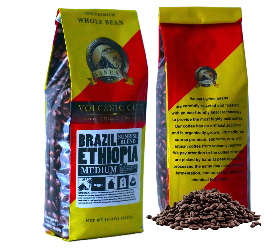 MEDIUM ROAST Whole Bean Coffee Specialty Volcanic Organic Supreme Finest Artisan Beans for Drip Coffee Cold Brew Espresso French Press Turkish Brew from Vanuatu Sumatra Ethiopia Ethiopian Brazil Brazilian Kenya Kenyan Papua New Guinea Colom