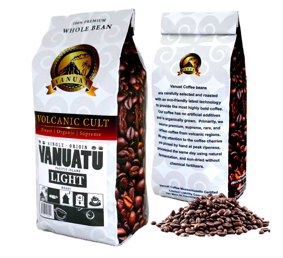 LIGHT ROAST WHOLE BEAN COFFEE SPECIALTY Volcanic Cult Vanuat Organic Supreme Finest Artisan beans. Sourcing premium artisan green specialty beans (Brazil, 16oz | LightROAST)