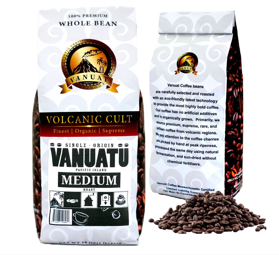 MEDIUM ROAST Whole Bean Coffee Specialty Volcanic Organic Supreme Finest Artisan Beans for Drip Coffee Cold Brew Espresso French Press Turkish Brew from Vanuatu Sumatra Ethiopia Ethiopian Brazil Brazilian Kenya Kenyan Papua New Guinea Colom