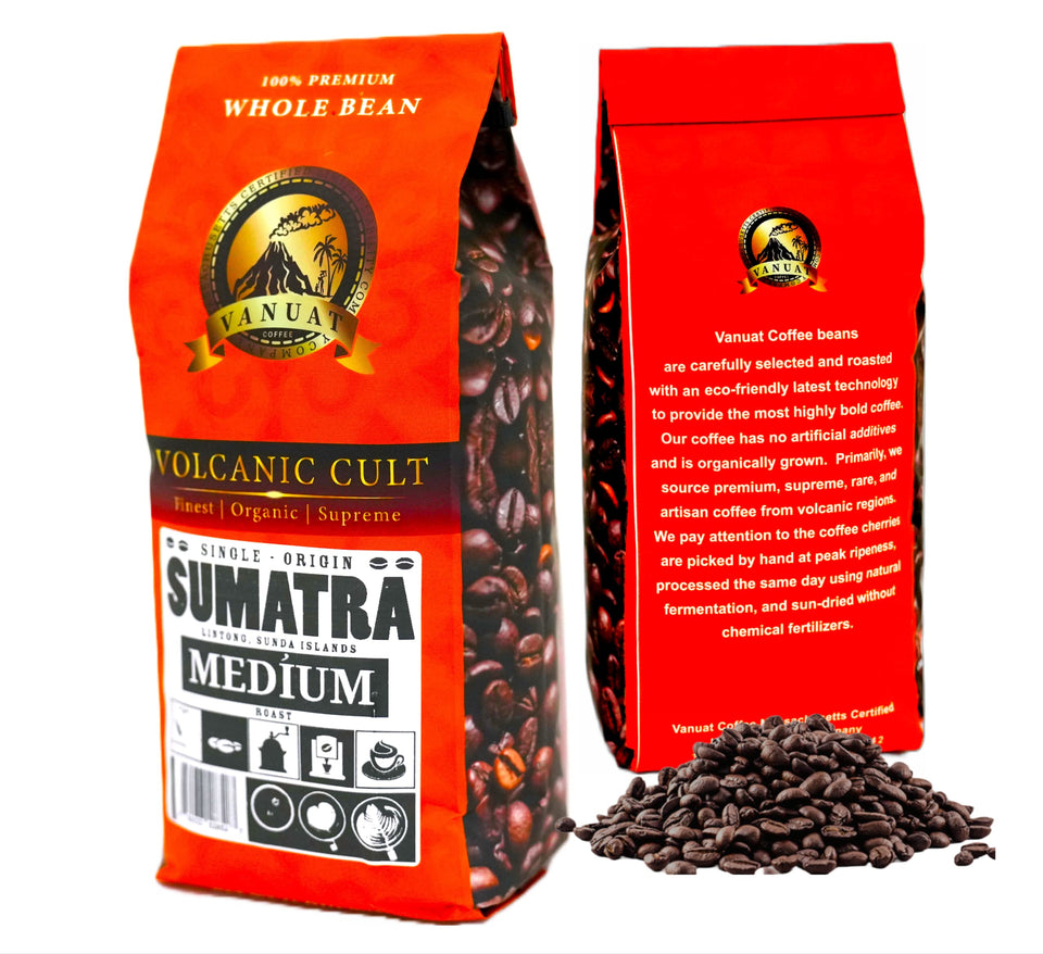 MEDIUM ROAST Whole Bean Coffee Specialty Volcanic Organic Supreme Finest Artisan Beans for Drip Coffee Cold Brew Espresso French Press Turkish Brew from Vanuatu Sumatra Ethiopia Ethiopian Brazil Brazilian Kenya Kenyan Papua New Guinea Colom