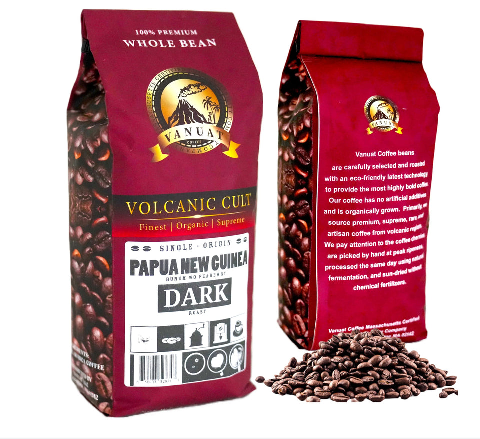DARK ROAST VANUAT Volcanic Cult Organic Supreme Finest Artisan COFFEE Whole Bean Beans for Drip Coffee Cold Brew Espresso French Press Turkish Brew etc (Brazil, 16oz | Dark Roast)