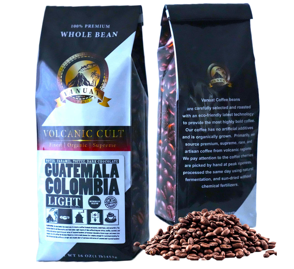 LIGHT ROAST WHOLE BEAN COFFEE SPECIALTY Volcanic Cult Vanuat Organic Supreme Finest Artisan beans. Sourcing premium artisan green specialty beans (Brazil, 16oz | LightROAST)