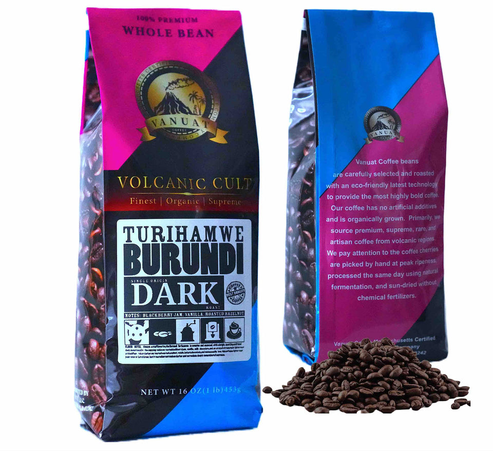 DARK ROAST VANUAT Volcanic Cult Organic Supreme Finest Artisan COFFEE Whole Bean Beans for Drip Coffee Cold Brew Espresso French Press Turkish Brew etc (Brazil, 16oz | Dark Roast)