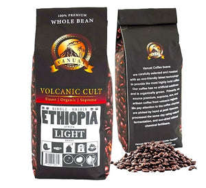LIGHT ROAST WHOLE BEAN COFFEE SPECIALTY Volcanic Cult Vanuat Organic Supreme Finest Artisan beans. Sourcing premium artisan green specialty beans (Brazil, 16oz | LightROAST)